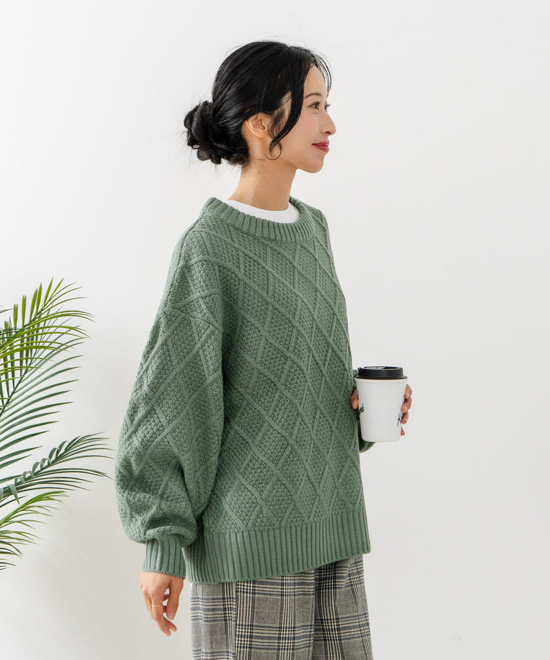 【C-FORT POINT/フォートポイント】柄編みクルーネックニットプルオーバー