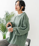 【C-FORT POINT/フォートポイント】柄編みクルーネックニットプルオーバー