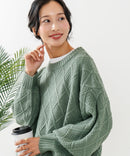 【C-FORT POINT/フォートポイント】柄編みクルーネックニットプルオーバー