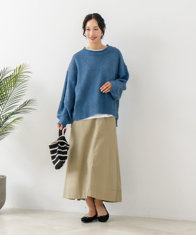 【C-FORT POINT/フォートポイント】カラーネップヤーン サイドボタンプルオーバー