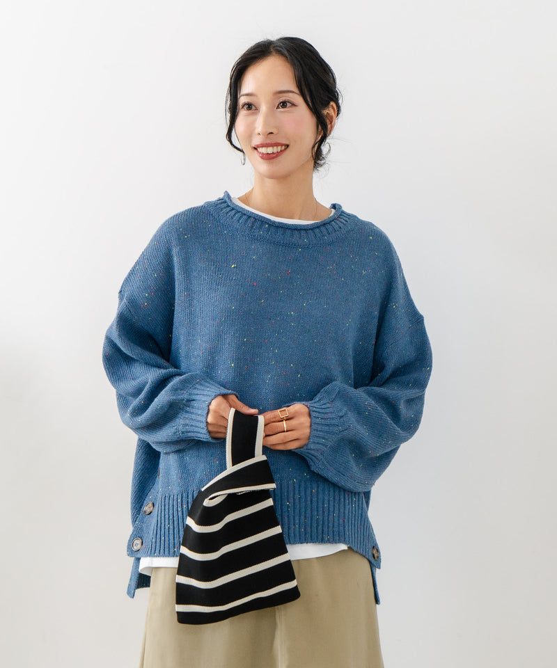 【C-FORT POINT/フォートポイント】カラーネップヤーン サイドボタンプルオーバー