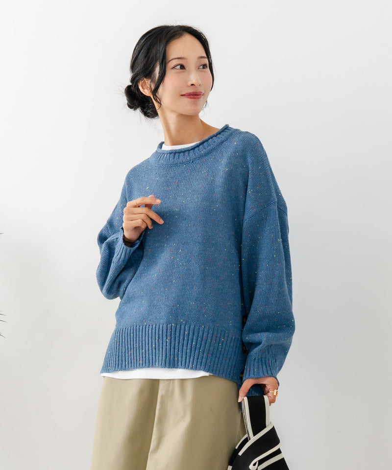 【C-FORT POINT/フォートポイント】カラーネップヤーン サイドボタンプルオーバー