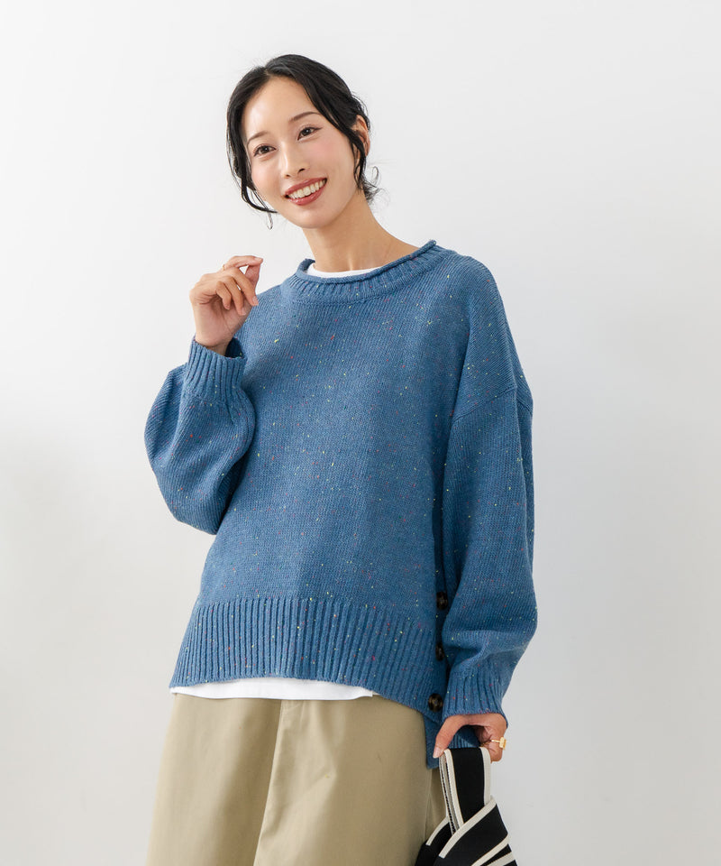 【C-FORT POINT/フォートポイント】カラーネップヤーン サイドボタンプルオーバー