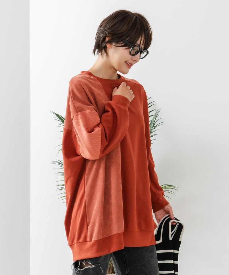 【C-FORT POINT/フォートポイント】コーデュロイ ワッフル 切り替え チュニック