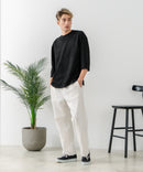 【BLUE STANDARD/ブルースタンダード】パフィースウェット バレルレッグパンツ ストレッチ 体型カバー 春服