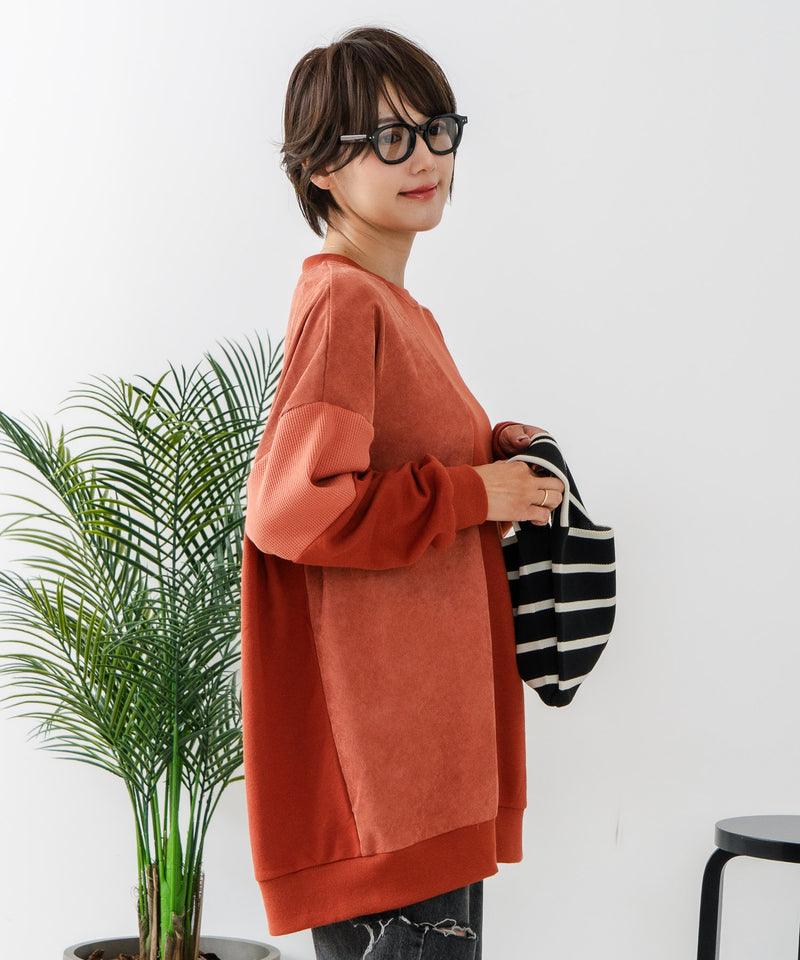 【C-FORT POINT/フォートポイント】コーデュロイ ワッフル 切り替え チュニック