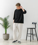 【BLUE STANDARD/ブルースタンダード】パフィースウェット バレルレッグパンツ ストレッチ 体型カバー 春服