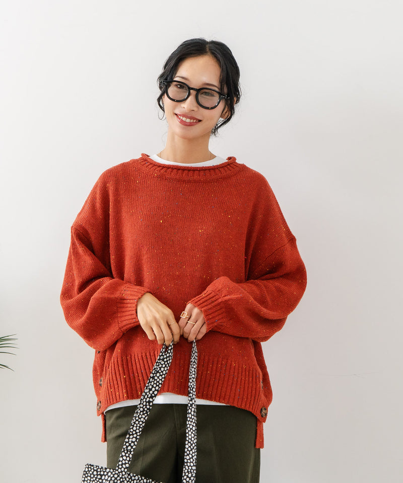 【C-FORT POINT/フォートポイント】カラーネップヤーン サイドボタンプルオーバー