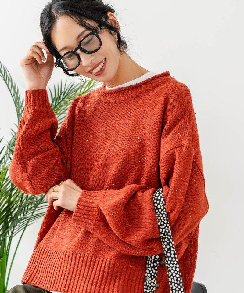 【C-FORT POINT/フォートポイント】カラーネップヤーン サイドボタンプルオーバー