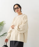 【C-FORT POINT/フォートポイント】柄編みクルーネックニットプルオーバー