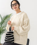 【C-FORT POINT/フォートポイント】柄編みクルーネックニットプルオーバー