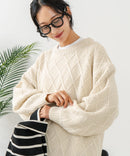 【C-FORT POINT/フォートポイント】柄編みクルーネックニットプルオーバー