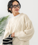 【C-FORT POINT/フォートポイント】柄編みクルーネックニットプルオーバー