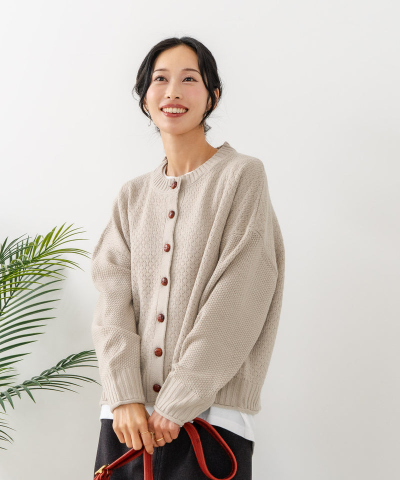 【C-FORTPOINT/フォートポイント】ポップコーン編みニットカーディガン
