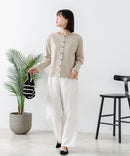 【C-FORTPOINT/フォートポイント】【袖裏と背裏に贅沢に別布をあしらいアクセントをプラス】バスク天竺クルーネックカーディガン 綿100% 柔らかい 肉厚感 ナチュラル カジュアル
