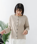 【C-FORTPOINT/フォートポイント】【袖裏と背裏に贅沢に別布をあしらいアクセントをプラス】バスク天竺クルーネックカーディガン 綿100% 柔らかい 肉厚感 ナチュラル カジュアル