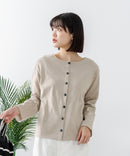 【C-FORTPOINT/フォートポイント】【袖裏と背裏に贅沢に別布をあしらいアクセントをプラス】バスク天竺クルーネックカーディガン 綿100% 柔らかい 肉厚感 ナチュラル カジュアル