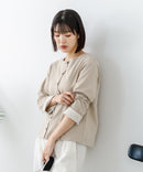 【C-FORTPOINT/フォートポイント】【袖裏と背裏に贅沢に別布をあしらいアクセントをプラス】バスク天竺クルーネックカーディガン 綿100% 柔らかい 肉厚感 ナチュラル カジュアル