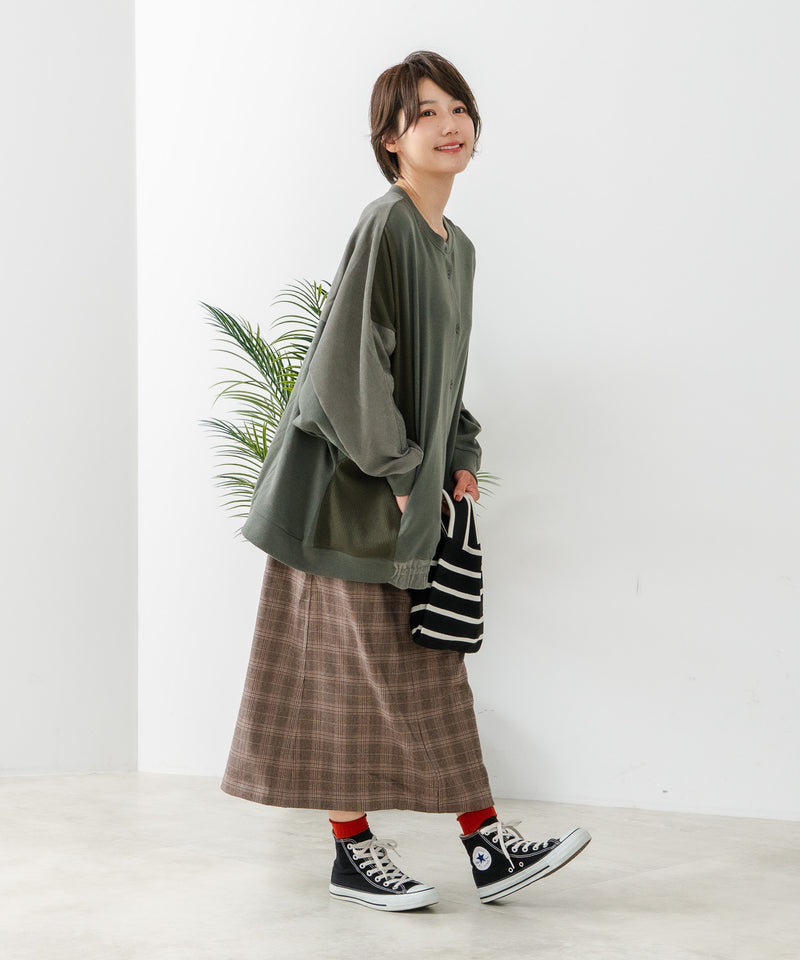 【C-FORT POINT/フォートポイント】コーデュロイ ワッフル 切り替え カーディガン