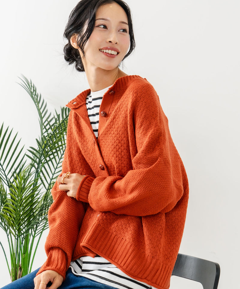 【C-FORTPOINT/フォートポイント】ポップコーン編みニットカーディガン