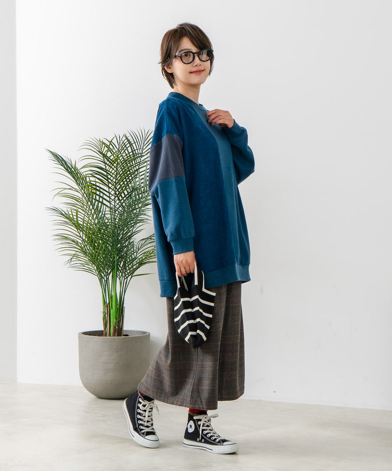【C-FORT POINT/フォートポイント】コーデュロイ ワッフル 切り替え チュニック