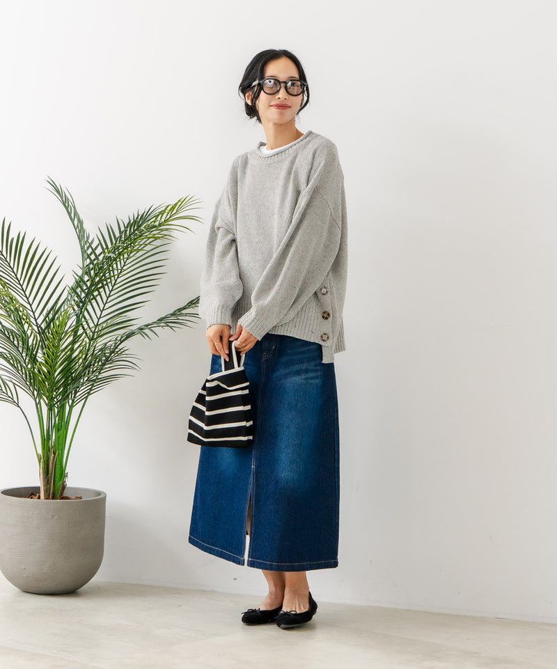 【C-FORT POINT/フォートポイント】カラーネップヤーン サイドボタンプルオーバー