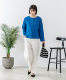 【C-FORTPOINT/フォートポイント】【袖裏と背裏に贅沢に別布をあしらいアクセントをプラス】バスク天竺クルーネックカーディガン 綿100% 柔らかい 肉厚感 ナチュラル カジュアル