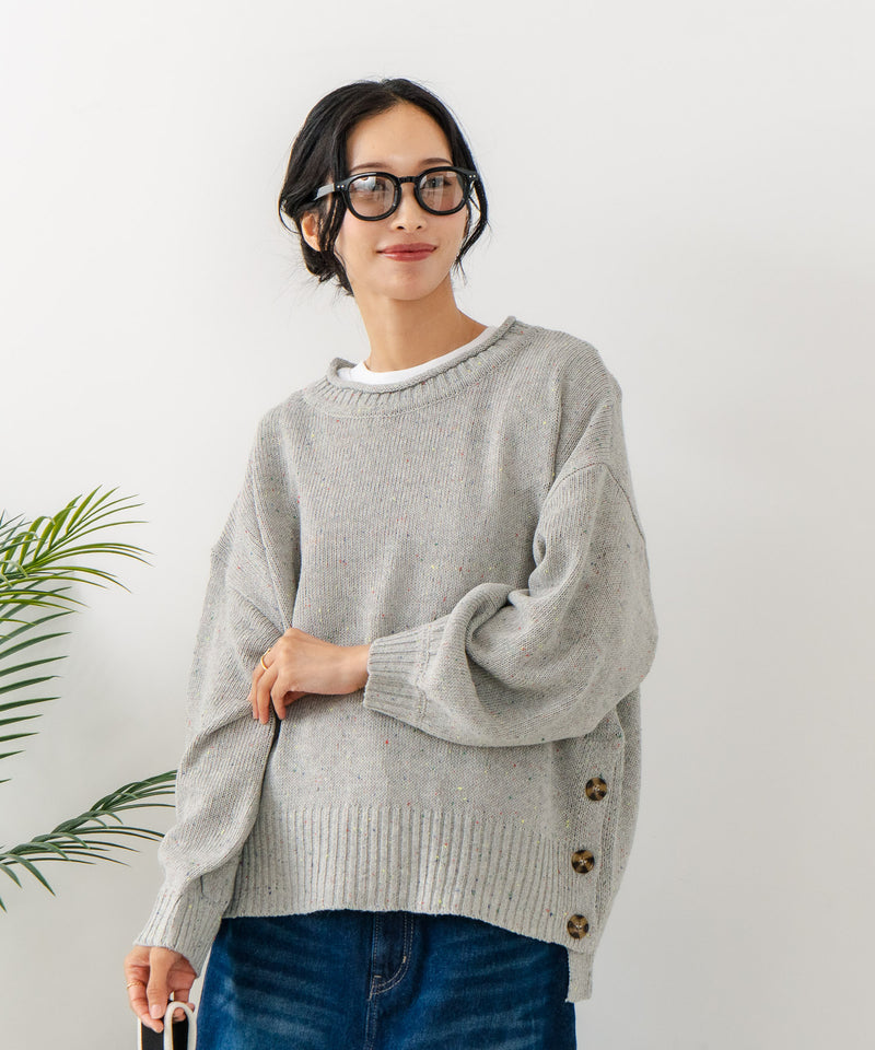 【C-FORT POINT/フォートポイント】カラーネップヤーン サイドボタンプルオーバー