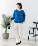 【C-FORTPOINT/フォートポイント】【袖裏と背裏に贅沢に別布をあしらいアクセントをプラス】バスク天竺クルーネックカーディガン 綿100% 柔らかい 肉厚感 ナチュラル カジュアル