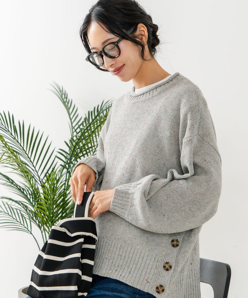 【C-FORT POINT/フォートポイント】カラーネップヤーン サイドボタンプルオーバー