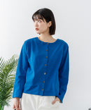 【C-FORTPOINT/フォートポイント】【袖裏と背裏に贅沢に別布をあしらいアクセントをプラス】バスク天竺クルーネックカーディガン 綿100% 柔らかい 肉厚感 ナチュラル カジュアル