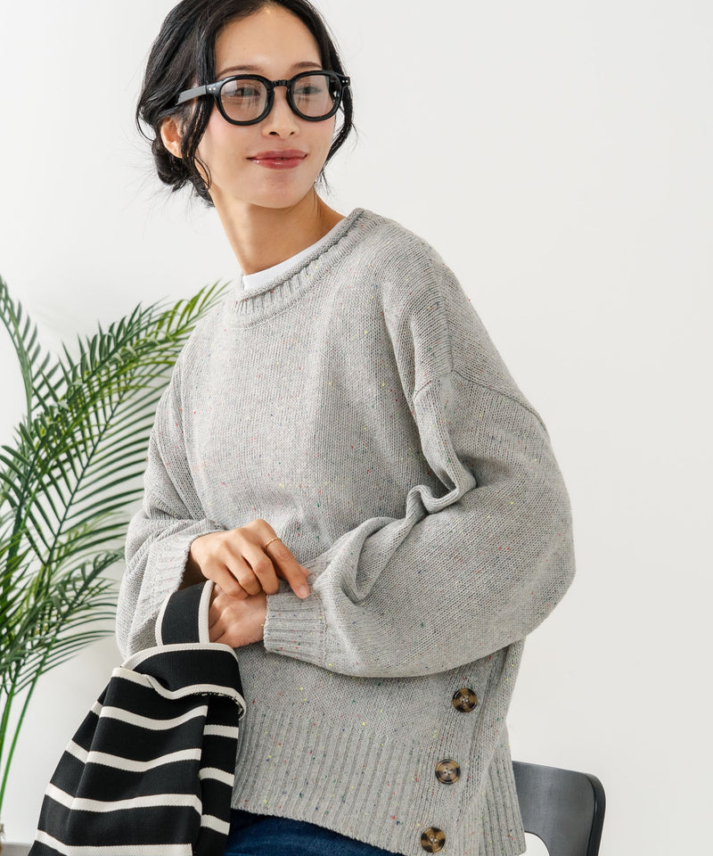 【C-FORT POINT/フォートポイント】カラーネップヤーン サイドボタンプルオーバー