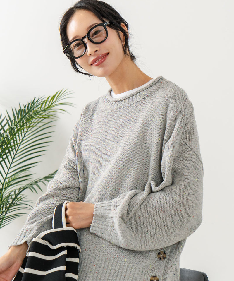 【C-FORT POINT/フォートポイント】カラーネップヤーン サイドボタンプルオーバー