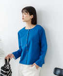【C-FORTPOINT/フォートポイント】【袖裏と背裏に贅沢に別布をあしらいアクセントをプラス】バスク天竺クルーネックカーディガン 綿100% 柔らかい 肉厚感 ナチュラル カジュアル