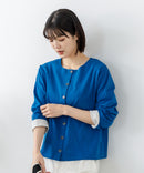 【C-FORTPOINT/フォートポイント】【袖裏と背裏に贅沢に別布をあしらいアクセントをプラス】バスク天竺クルーネックカーディガン 綿100% 柔らかい 肉厚感 ナチュラル カジュアル