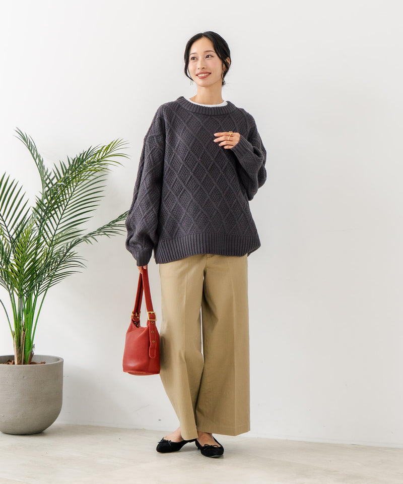 【C-FORT POINT/フォートポイント】柄編みクルーネックニットプルオーバー