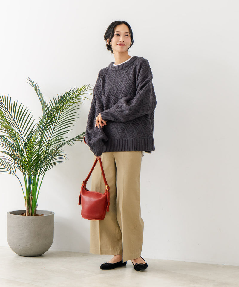 【C-FORT POINT/フォートポイント】柄編みクルーネックニットプルオーバー