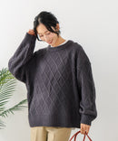 【C-FORT POINT/フォートポイント】柄編みクルーネックニットプルオーバー