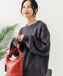 【C-FORT POINT/フォートポイント】柄編みクルーネックニットプルオーバー