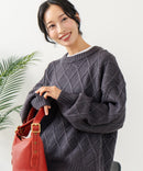 【C-FORT POINT/フォートポイント】柄編みクルーネックニットプルオーバー