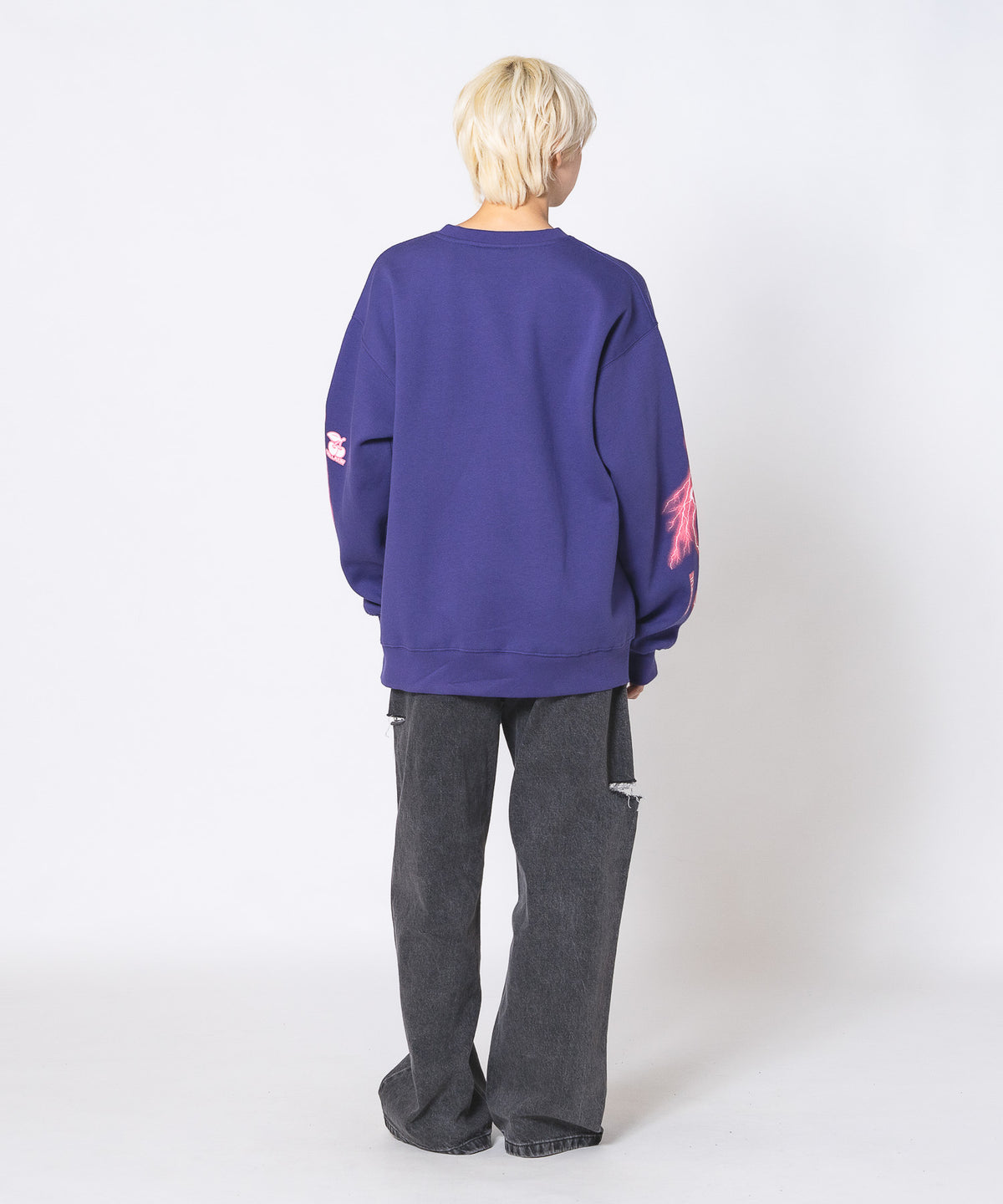 ビックシルエット クルーネック グラフィック トレーナー レディース