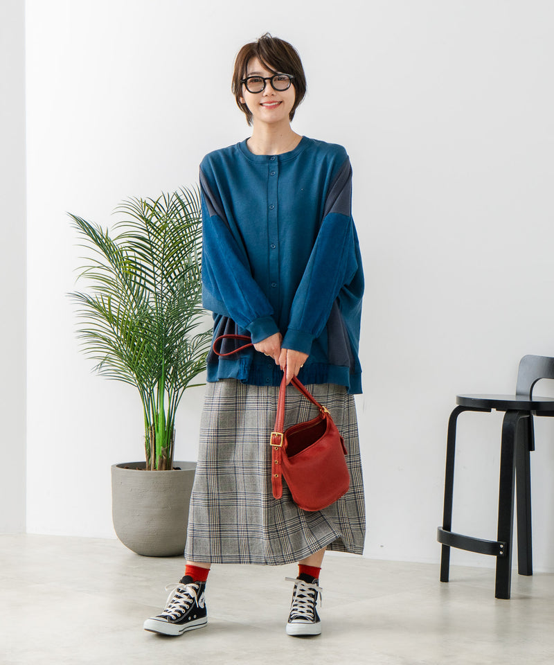 【C-FORT POINT/フォートポイント】コーデュロイ ワッフル 切り替え カーディガン