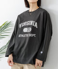 【DISCUS/ディスカス】【カレッジ調のブランドロゴプリントがアクセント】8分袖 ワイドシルエットTシャツ 綿100% カットソー ブランドロゴ カジュアル レイヤード アメカジ ストリート ブラック M ❘ジーンズメイト公式オンラインショップ