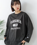 【DISCUS/ディスカス】【カレッジ調のブランドロゴプリントがアクセント】8分袖 ワイドシルエットTシャツ 綿100% カットソー ブランドロゴ カジュアル レイヤード アメカジ ストリート ❘ジーンズメイト公式オンラインショップ