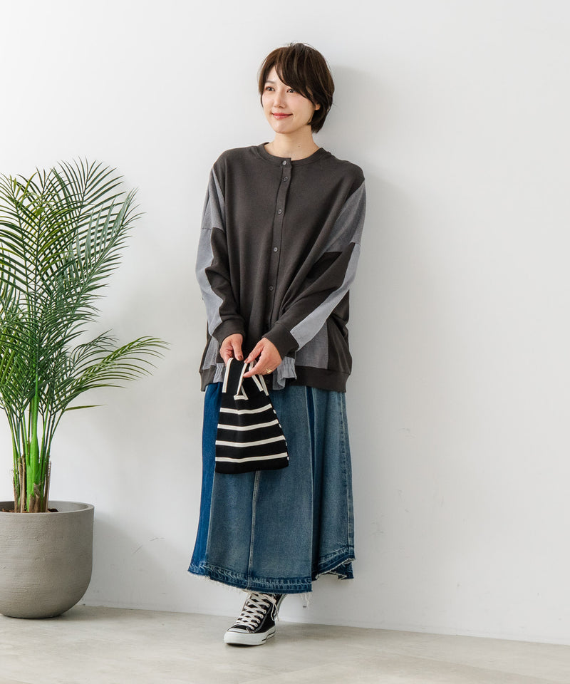 【C-FORT POINT/フォートポイント】コーデュロイ ワッフル 切り替え カーディガン