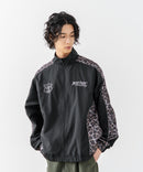 【BRKNHOME/ブロークンホーム】【身幅ゆったり ストレスフリーな着心地】袖総柄ライン 切り替え ナイロンジャケット ノームコア オーバーサイズ スタンドネック ビッグシルエット メンズライク ストリート ユニセックス