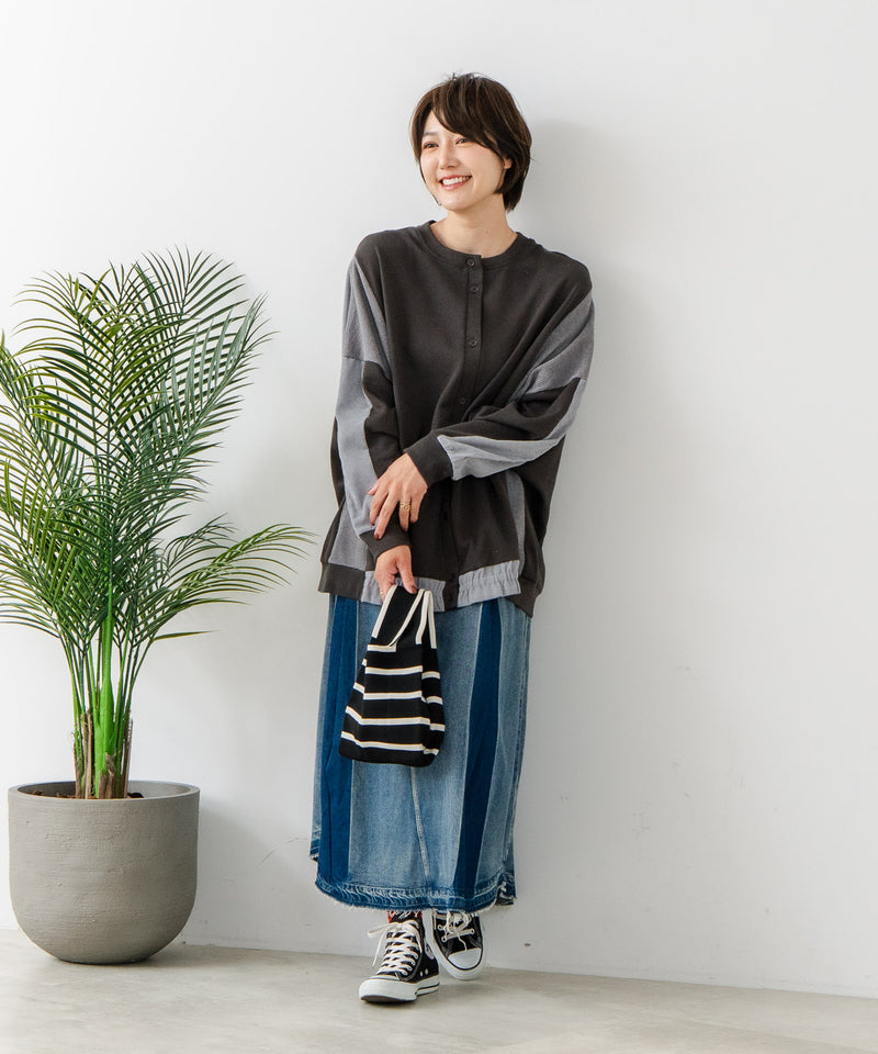 【C-FORT POINT/フォートポイント】コーデュロイ ワッフル 切り替え カーディガン