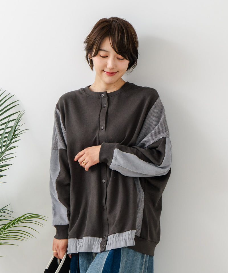 【C-FORT POINT/フォートポイント】コーデュロイ ワッフル 切り替え カーディガン