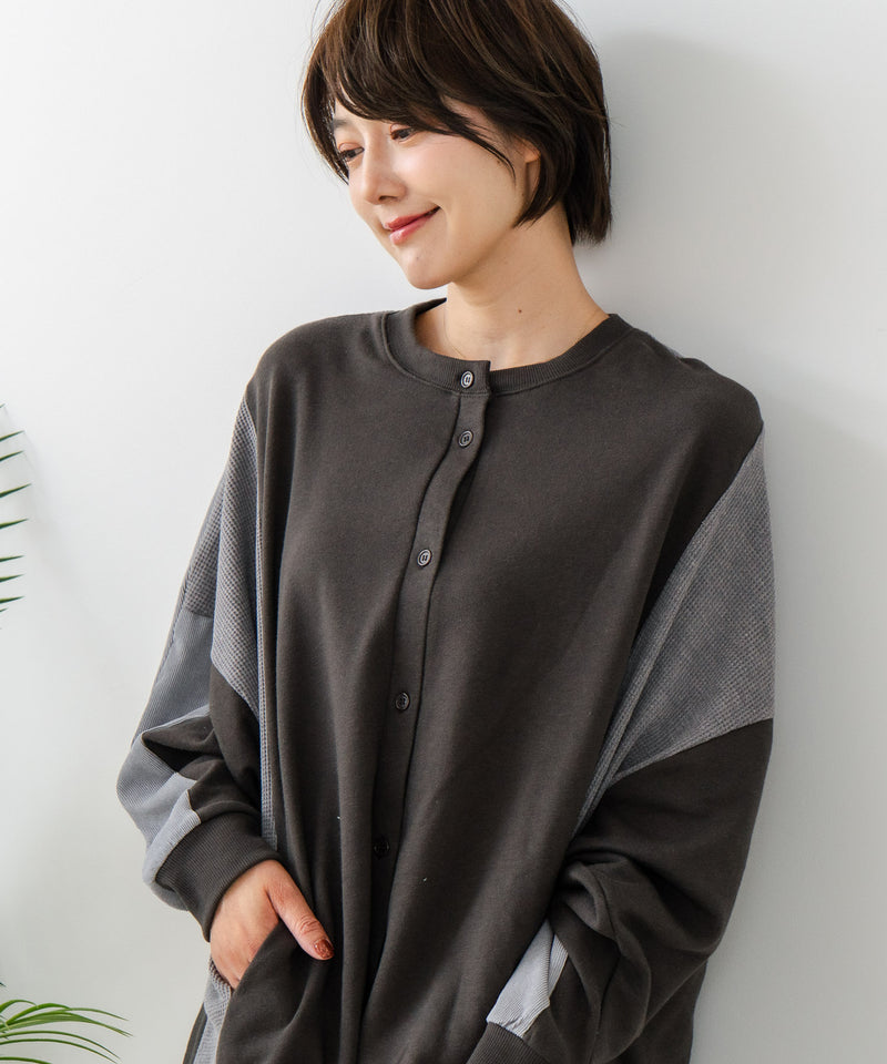 【C-FORT POINT/フォートポイント】コーデュロイ ワッフル 切り替え カーディガン