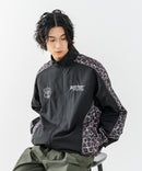 【BRKNHOME/ブロークンホーム】【身幅ゆったり ストレスフリーな着心地】袖総柄ライン 切り替え ナイロンジャケット ノームコア オーバーサイズ スタンドネック ビッグシルエット メンズライク ストリート ユニセックス